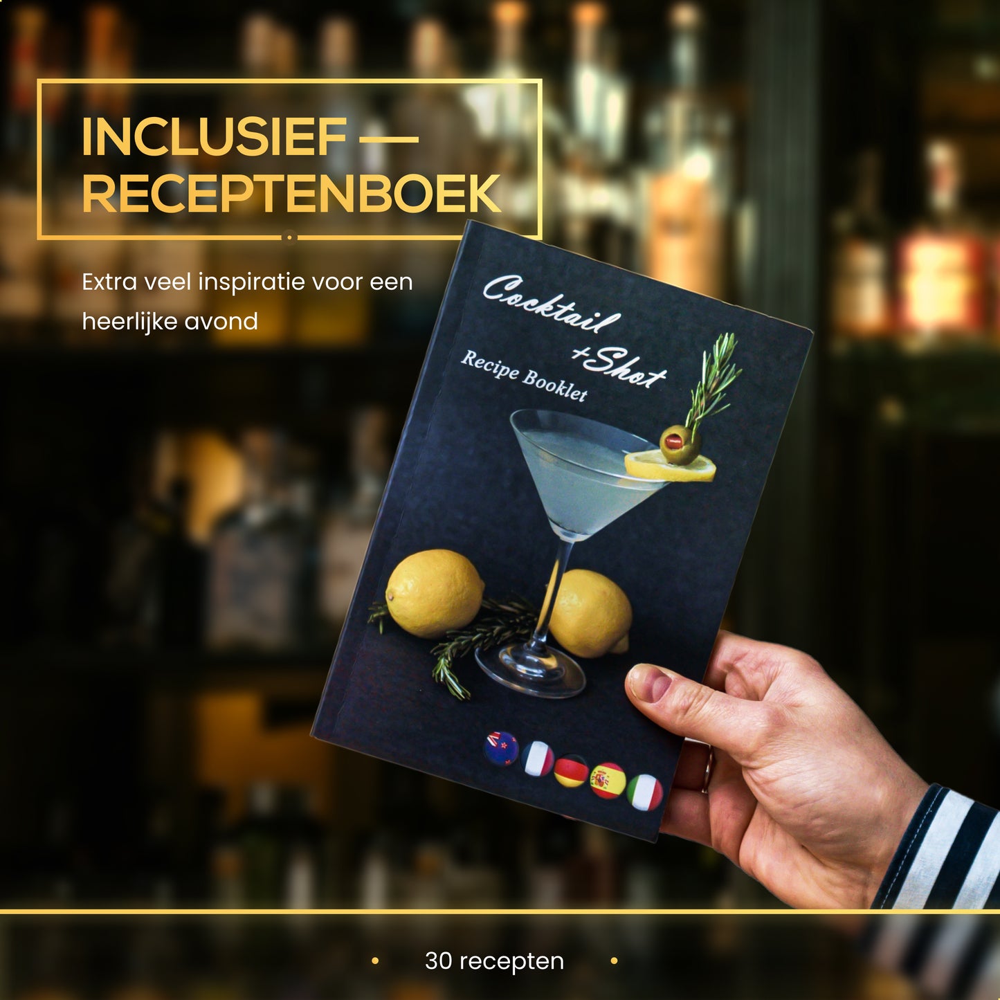 2BEHOME Cocktail Set 12-Delig - Incl. Cocktail Shaker Set (750ml) & Cocktail boek met recepten