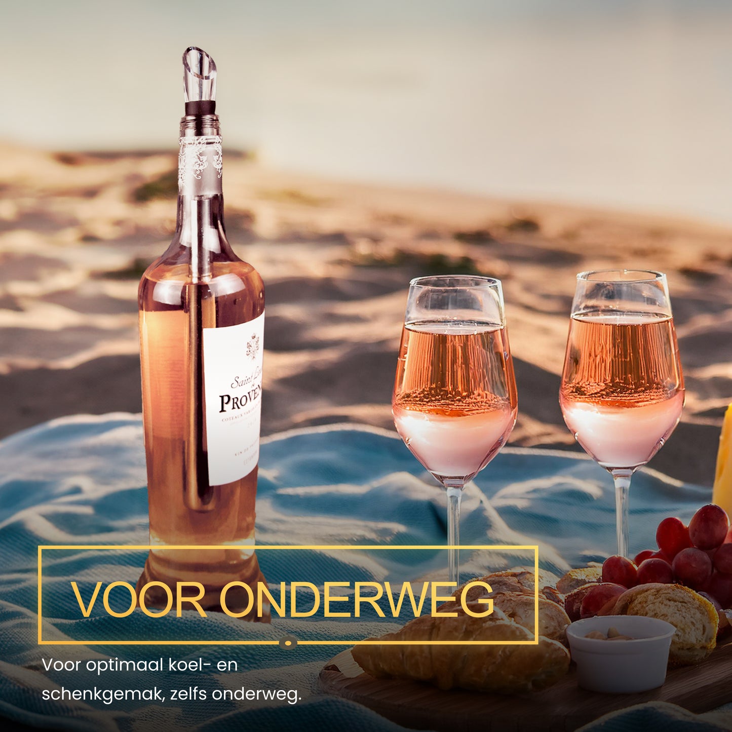 2BEHOME® Luxe Wijnkoeler stick - Inclusief Schenktuit & Wijnstopper - Wijnkoeler staaf
