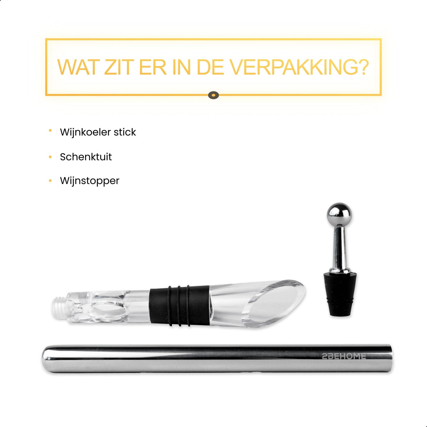 2BEHOME® Luxe Wijnkoeler stick - Inclusief Schenktuit & Wijnstopper - Wijnkoeler staaf