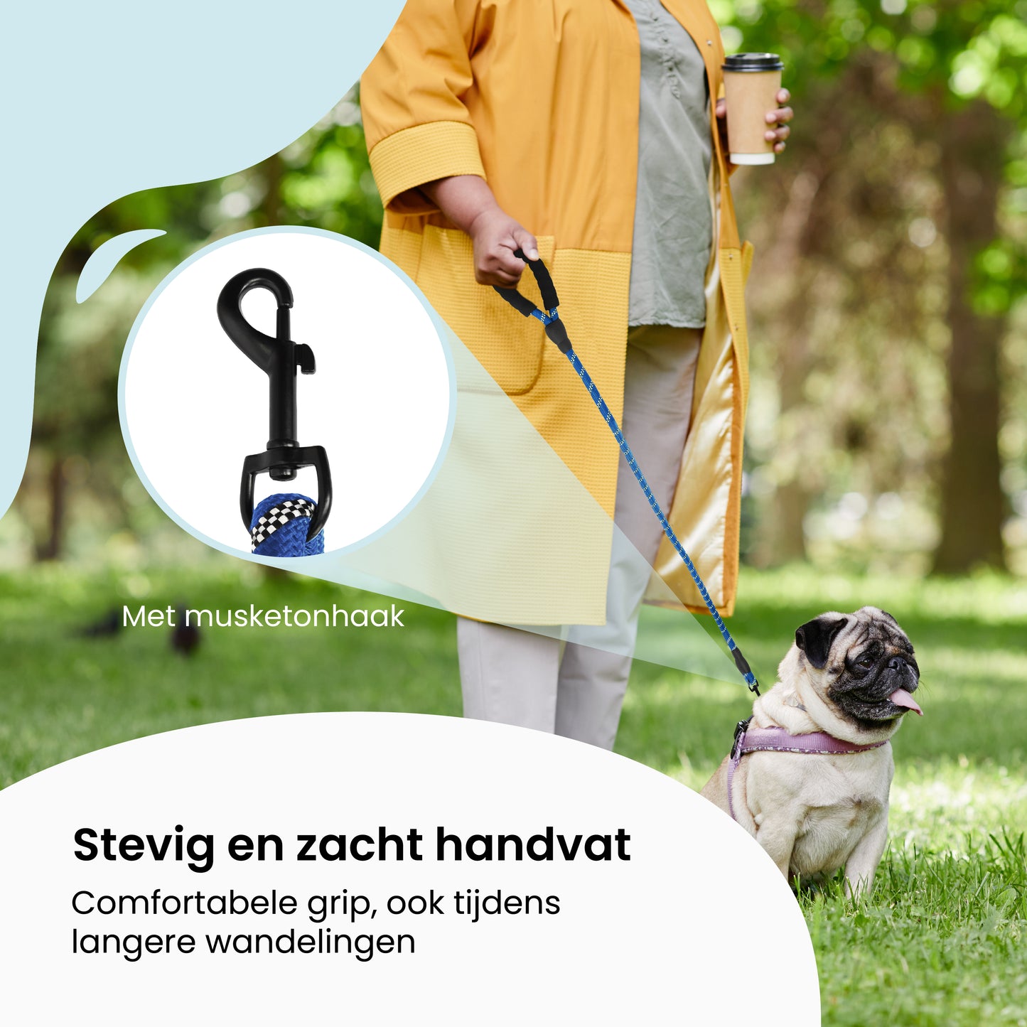 All 4 Pets Supply Reflecterende Hondenriem - 3 meter - Blauw - Hondenleiband / Hondenlijn