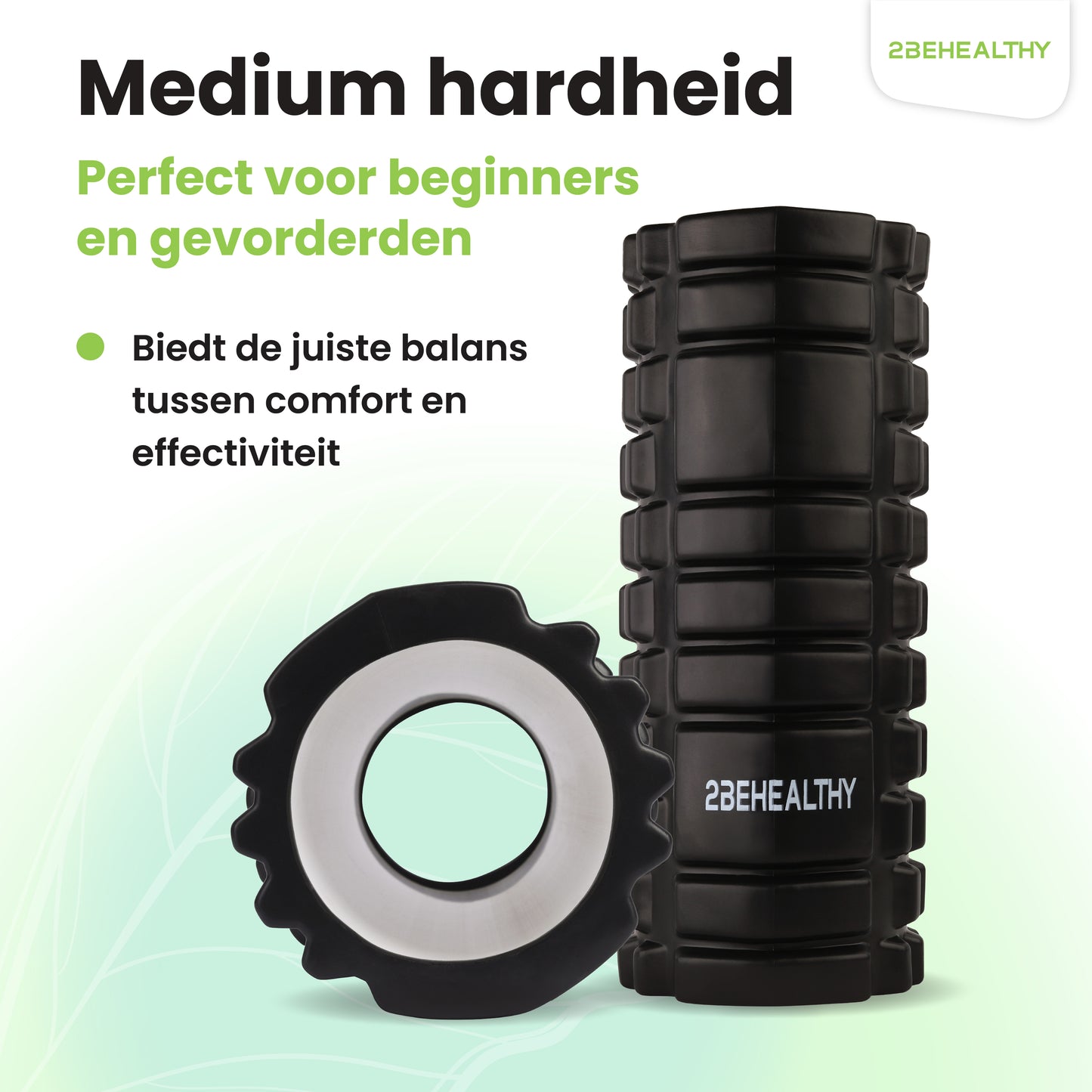 2BEHEALTHY Foam Roller Massage - 33 cm - Medium Hardheid - Massage Roller - Zwart
