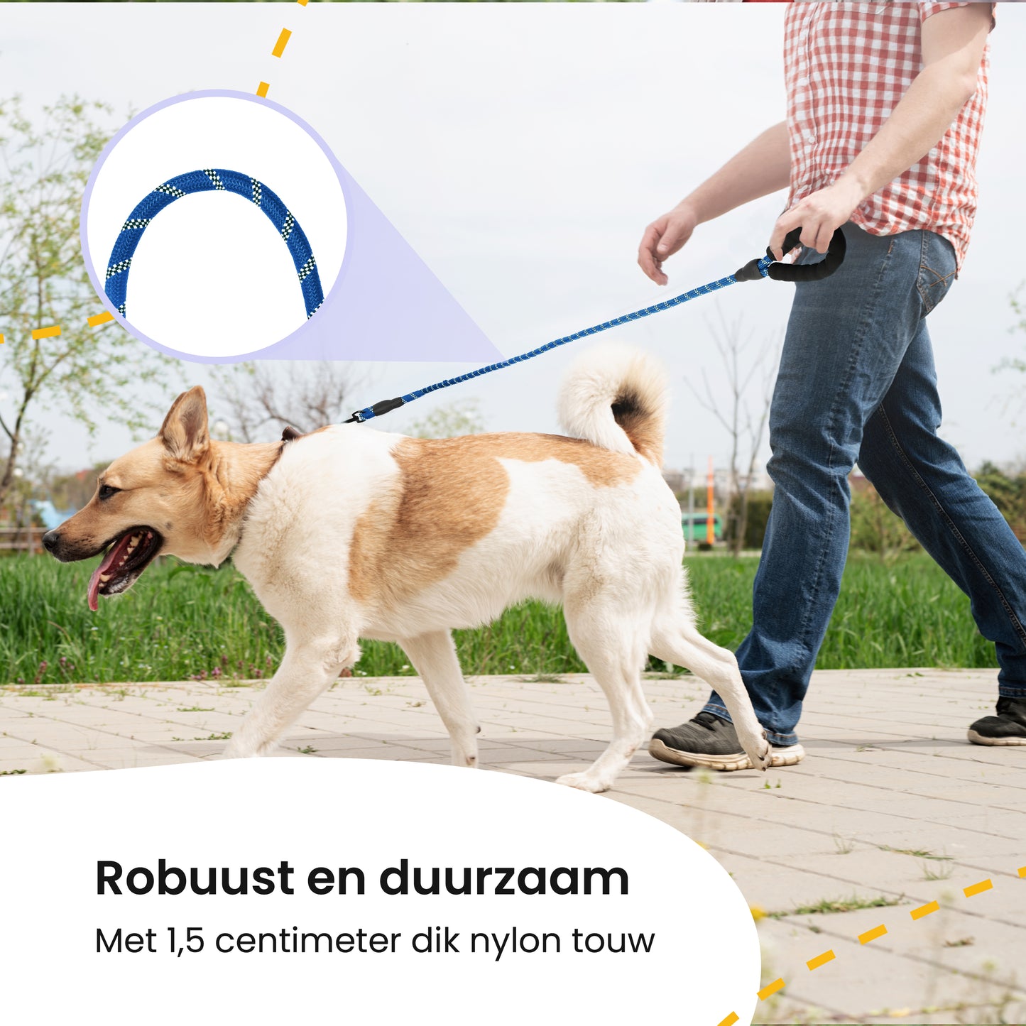 All 4 Pets Supply Reflecterende Hondenriem - 3 meter - Blauw - Hondenleiband / Hondenlijn
