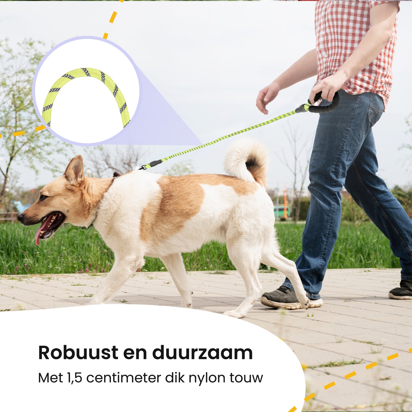 All 4 Pets Supply Reflecterende Hondenriem - 3 meter - Geel - Hondenleiband / Hondenlijn