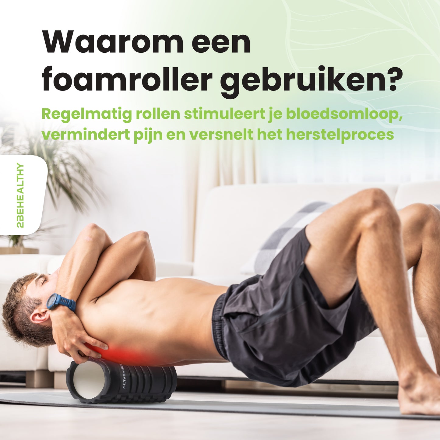 2BEHEALTHY Foam Roller Massage - 33 cm - Medium Hardheid - Massage Roller - Zwart