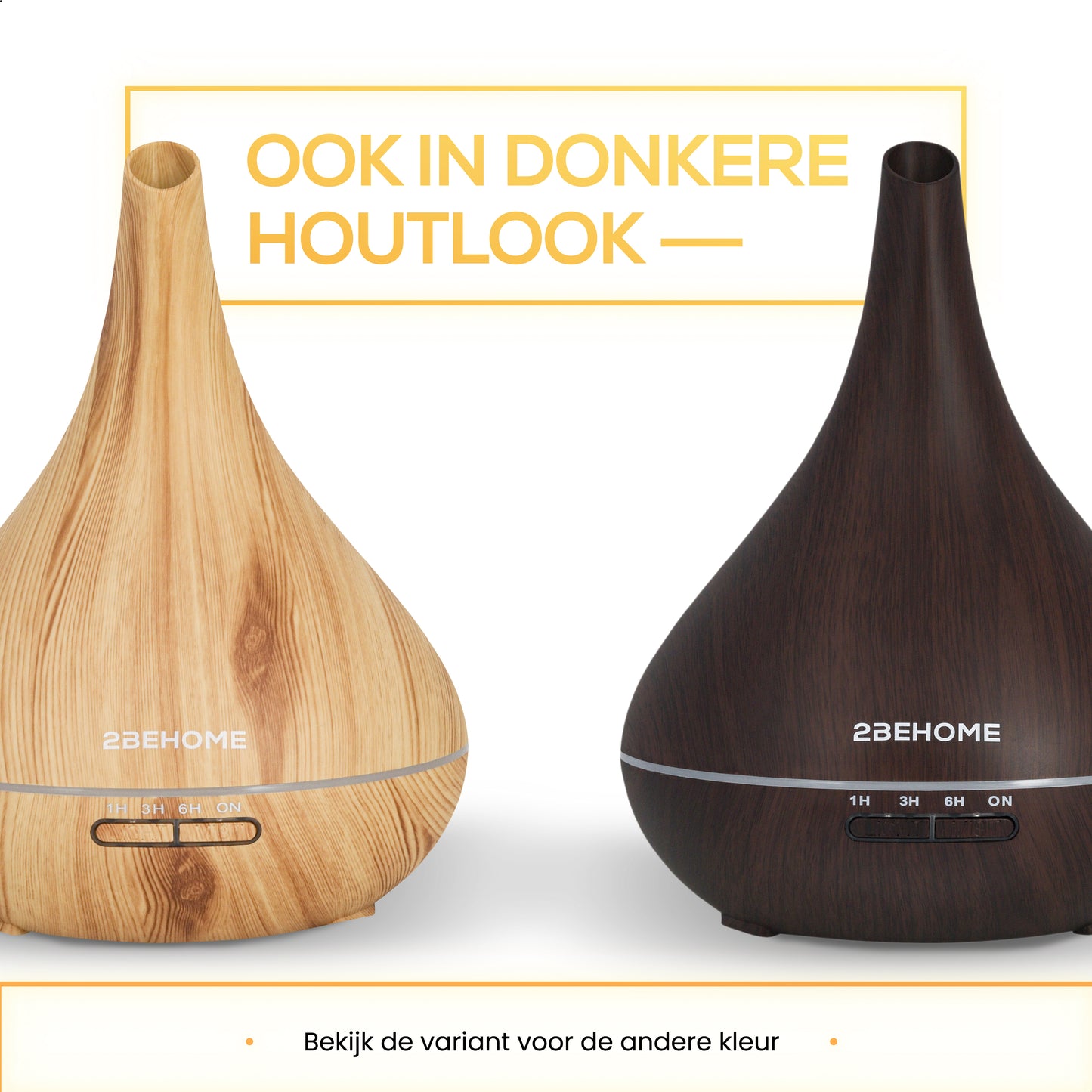 2BEHOME® Aroma Diffuser 550ML met Afstandsbediening - Incl. 2 Etherische Oliën - Lichte Houtlook - 7 LED Kleuren - Aromadiffuser Luchtbevochtiger - Geurverspreider