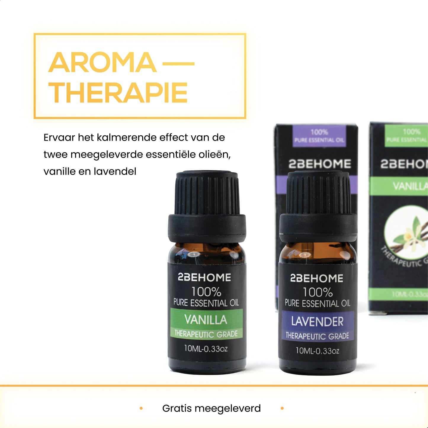 2BEHOME® Aroma Diffuser 550ML met Afstandsbediening - Incl. 2 Etherische Oliën - Lichte Houtlook - 7 LED Kleuren - Aromadiffuser Luchtbevochtiger - Geurverspreider