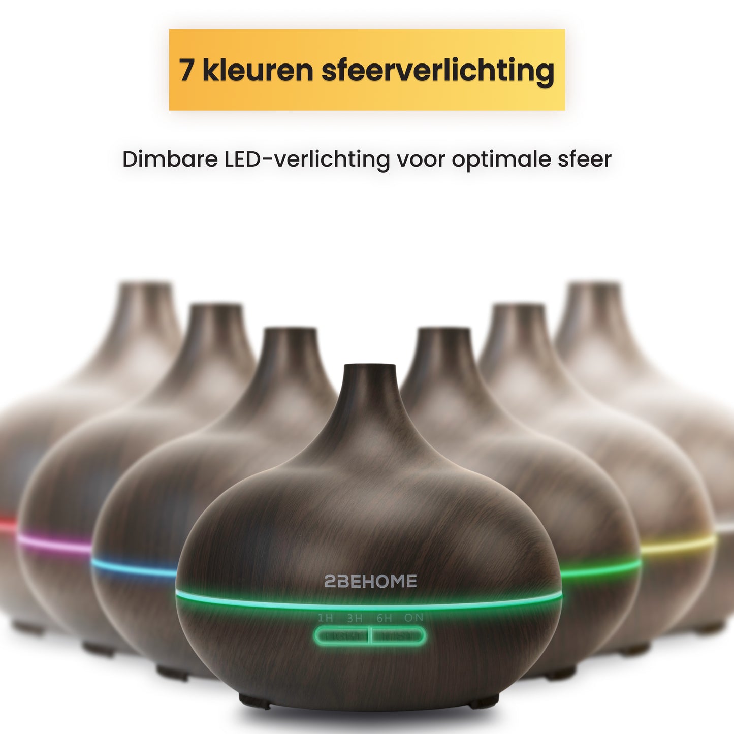 Aroma diffuser en luchtbevochtiger met zeven kleuren LED-sfeerlicht