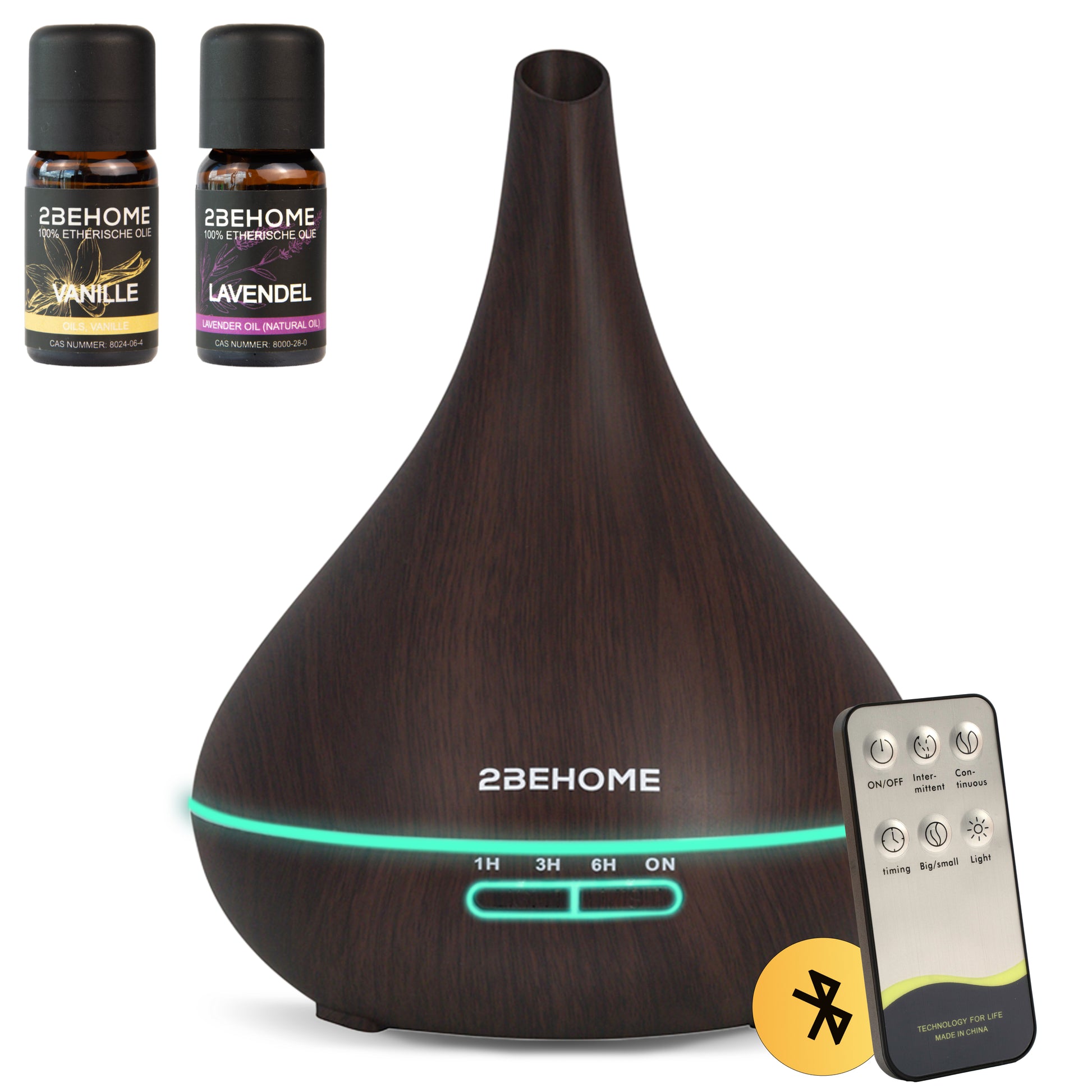 Aroma diffuser luchtbevochtiger met lange nek, en met lavendel- en vanilleolie en afstandsbediening
