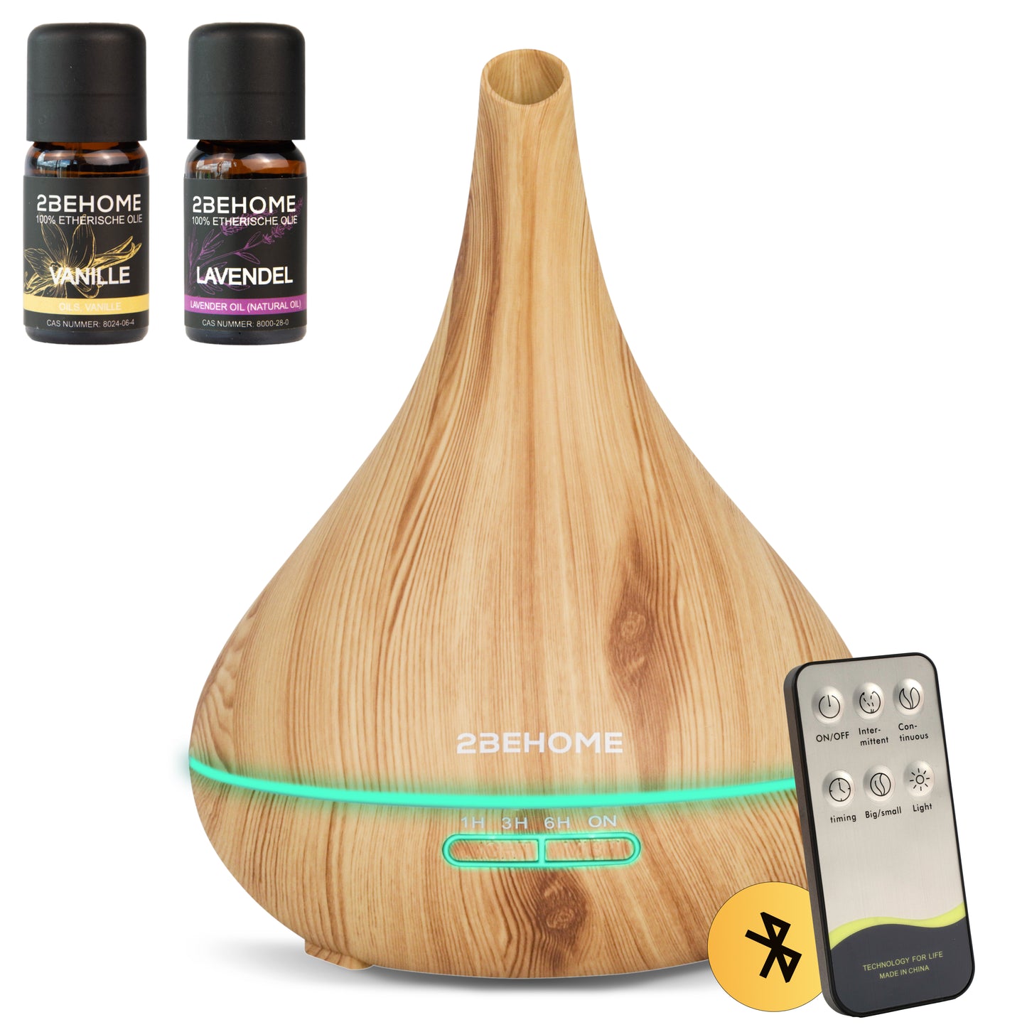Aroma diffuser luchtbevochtiger met lange nek, en met lavendel- en vanille olie en afstandsbediening