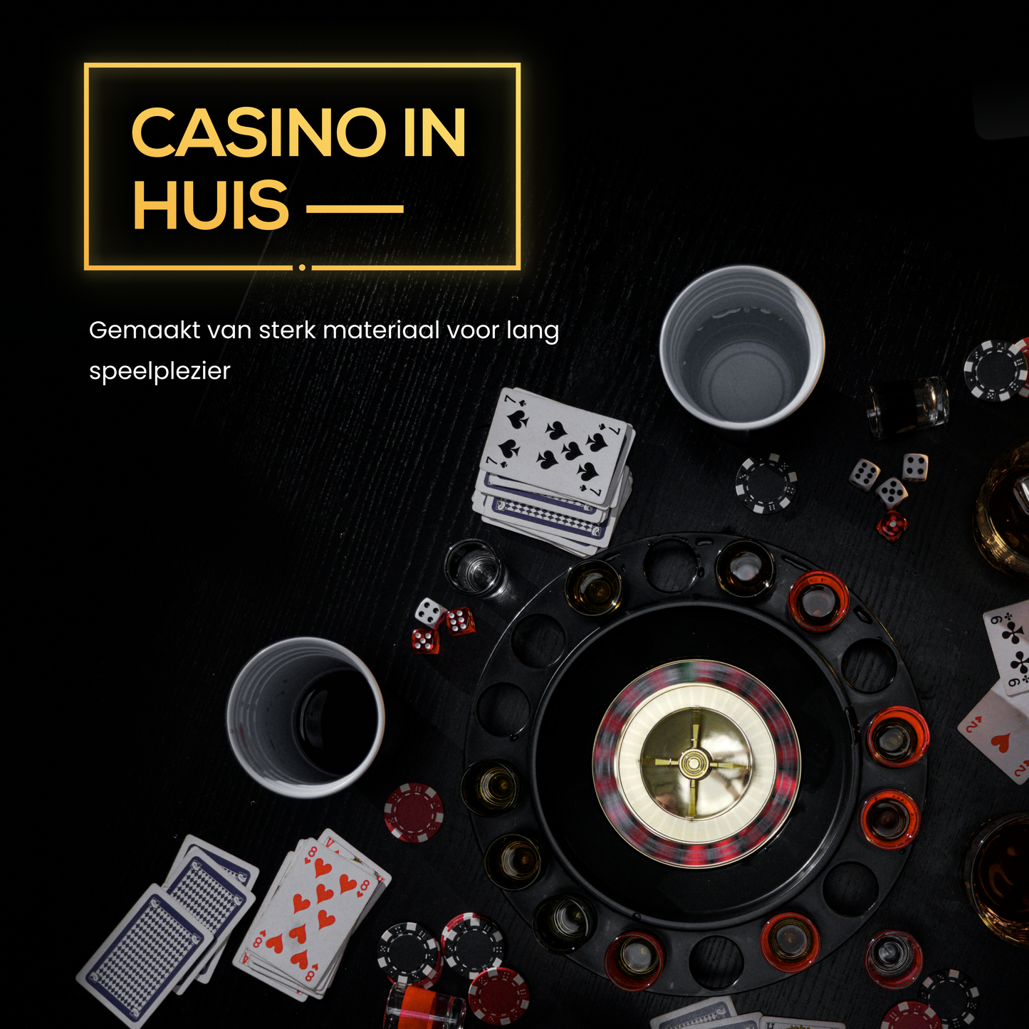 2BEHOME Luxe Drankspel Roulette Incl. 16 shotglaasjes - Drank spelletjes - Spelletjes voor volwassenen