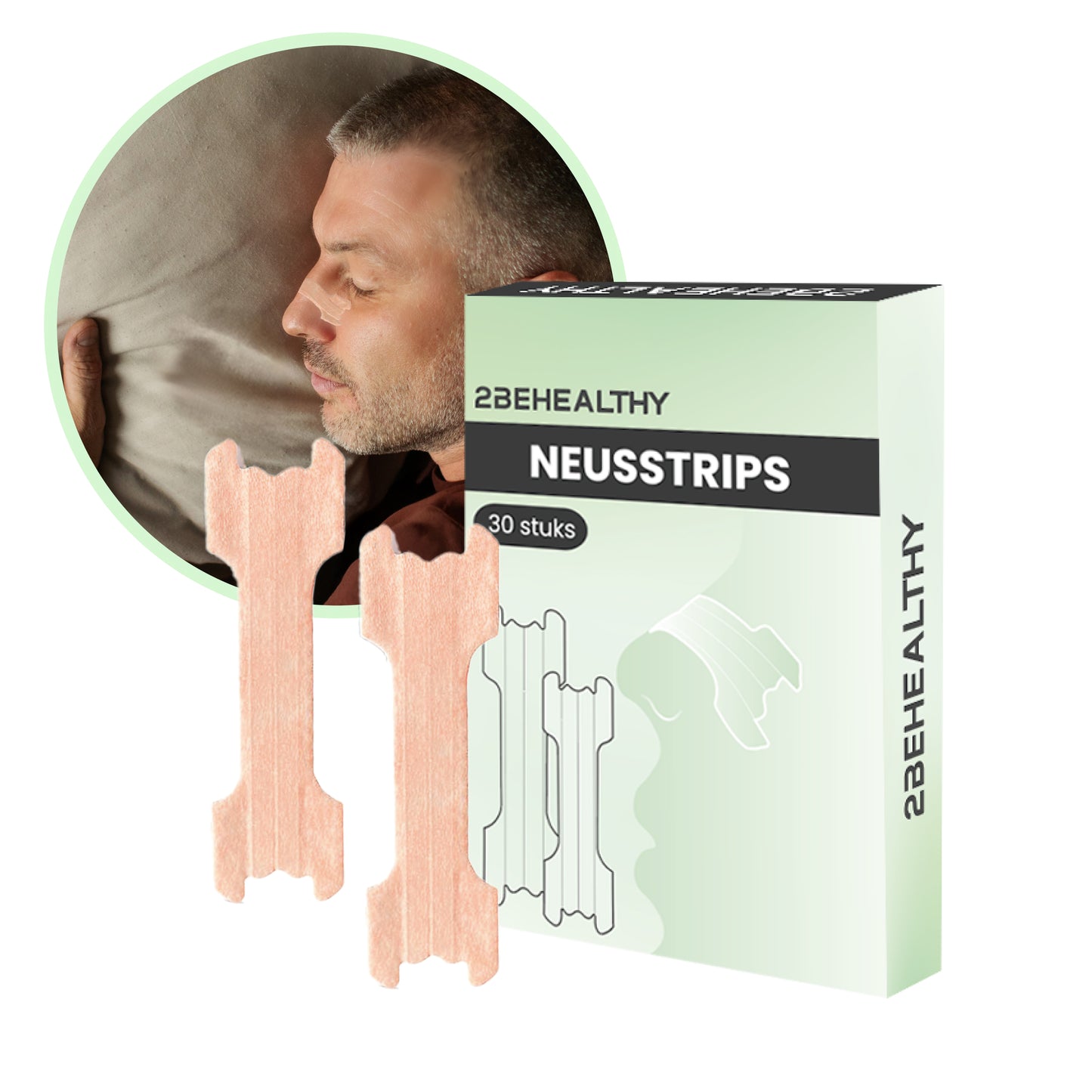 2BEHEALTHY Universele Neusstrips - 30 stuks - Anti Snurk Neuspleisters / Neusspreider - Beige
