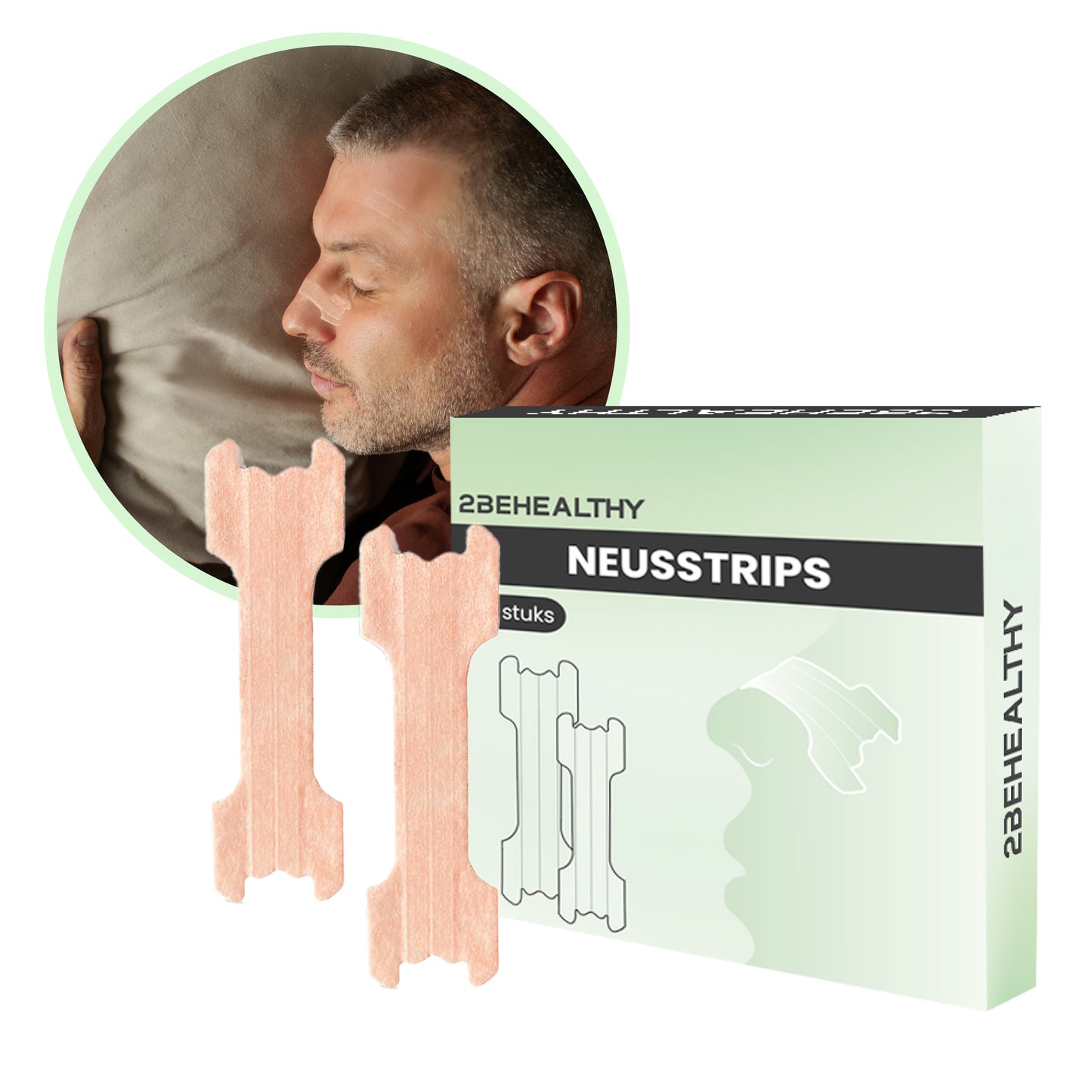 2BEHEALTHY Universele Neusstrips - 50 stuks - Anti Snurk Neuspleisters / Neusspreider - Beige