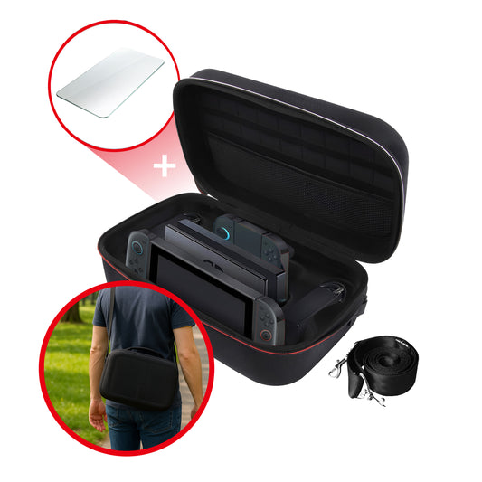 2BEFUN Nintendo switch 2 Case incl. Screenprotector geschikt voor Nintendo Switch 2 - Nintendo switch 2 hoes - Nintendo switch 2 accessoires - Zwart