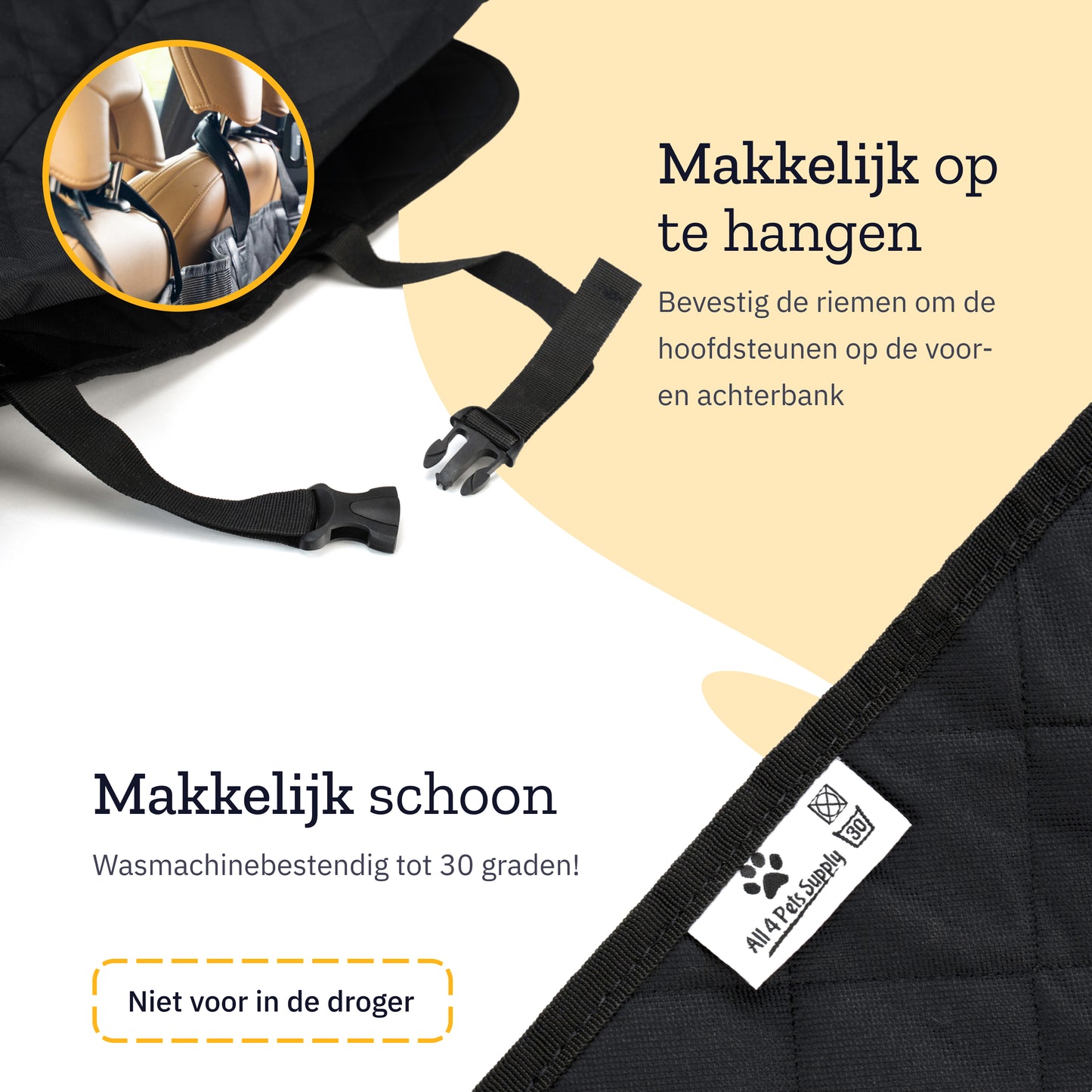 All 4 Pets Supply Hondendeken Auto Achterbank en Kofferbak Waterdicht - Incl. twee hondenriemen auto