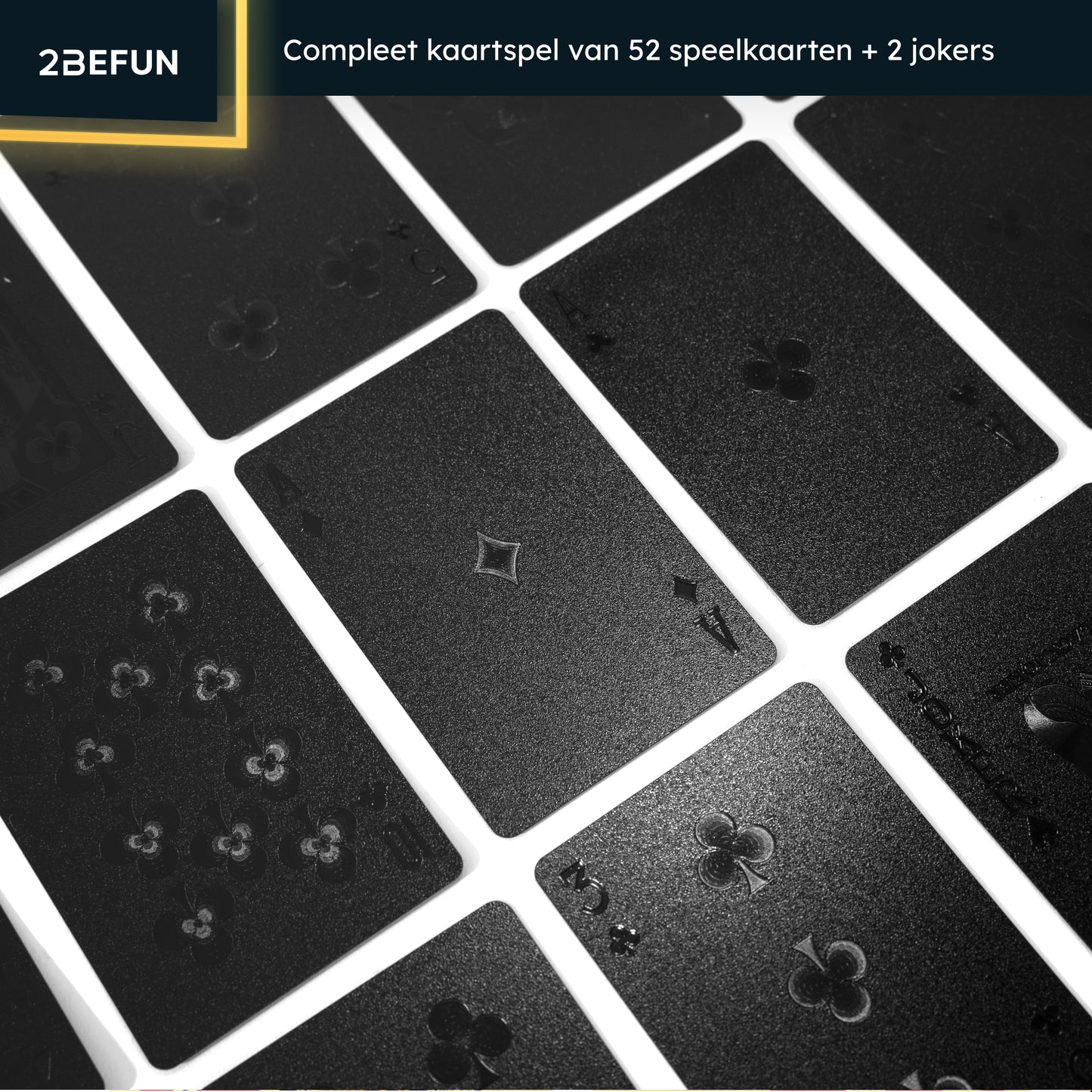 2BEFUN Luxe Waterdichte Speelkaarten - Kaarten - Pokerkaarten - Zwart