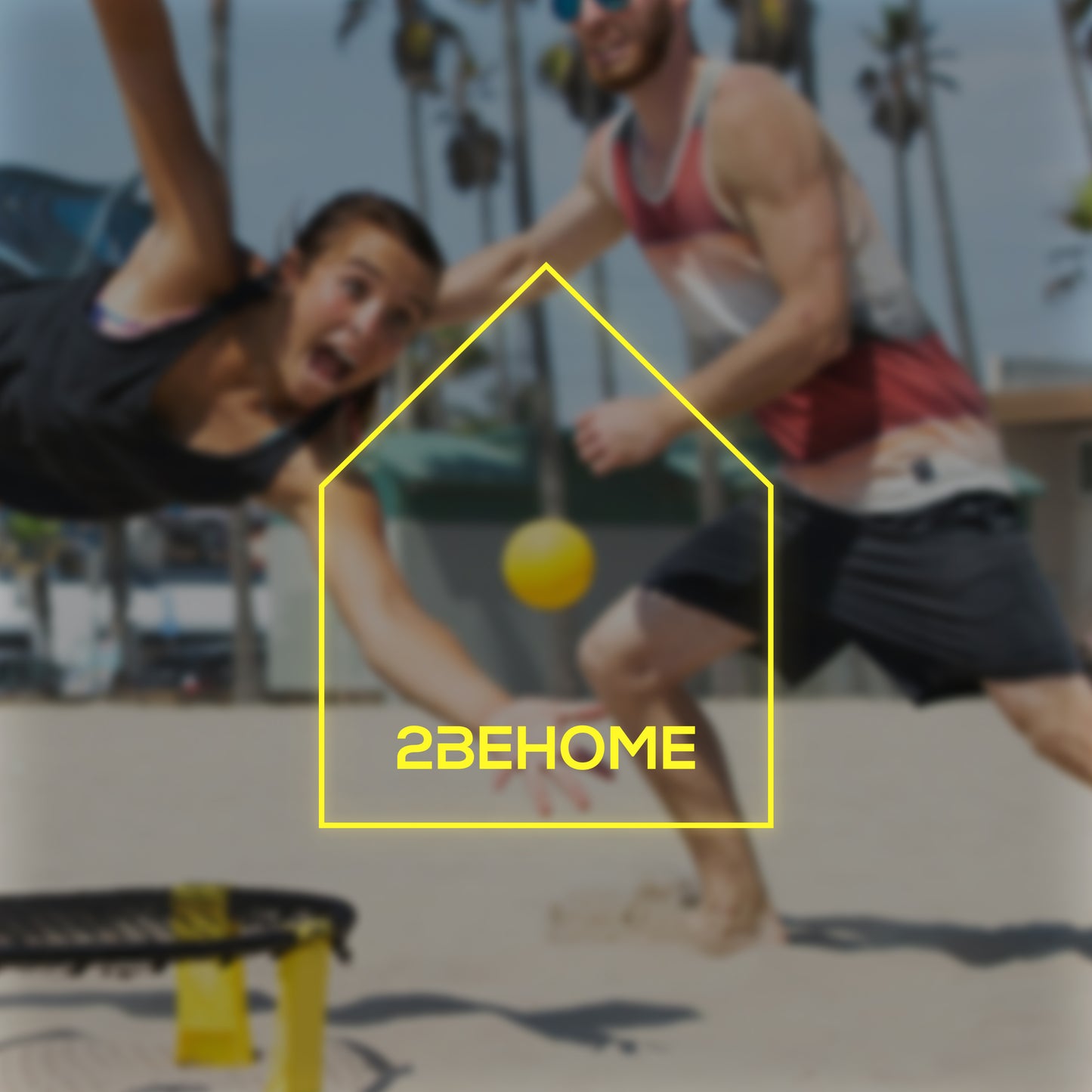 2BEHOME Roundnet set met LED-Strip - Ook voor Spikeball & Roundball - Geel