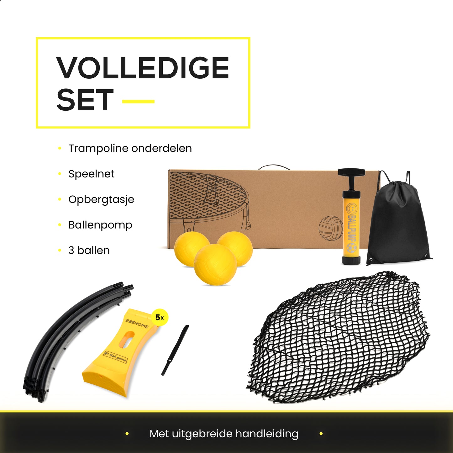 2BEHOME® Roundnet set - Ook voor Spikeball & Roundball - Geel
