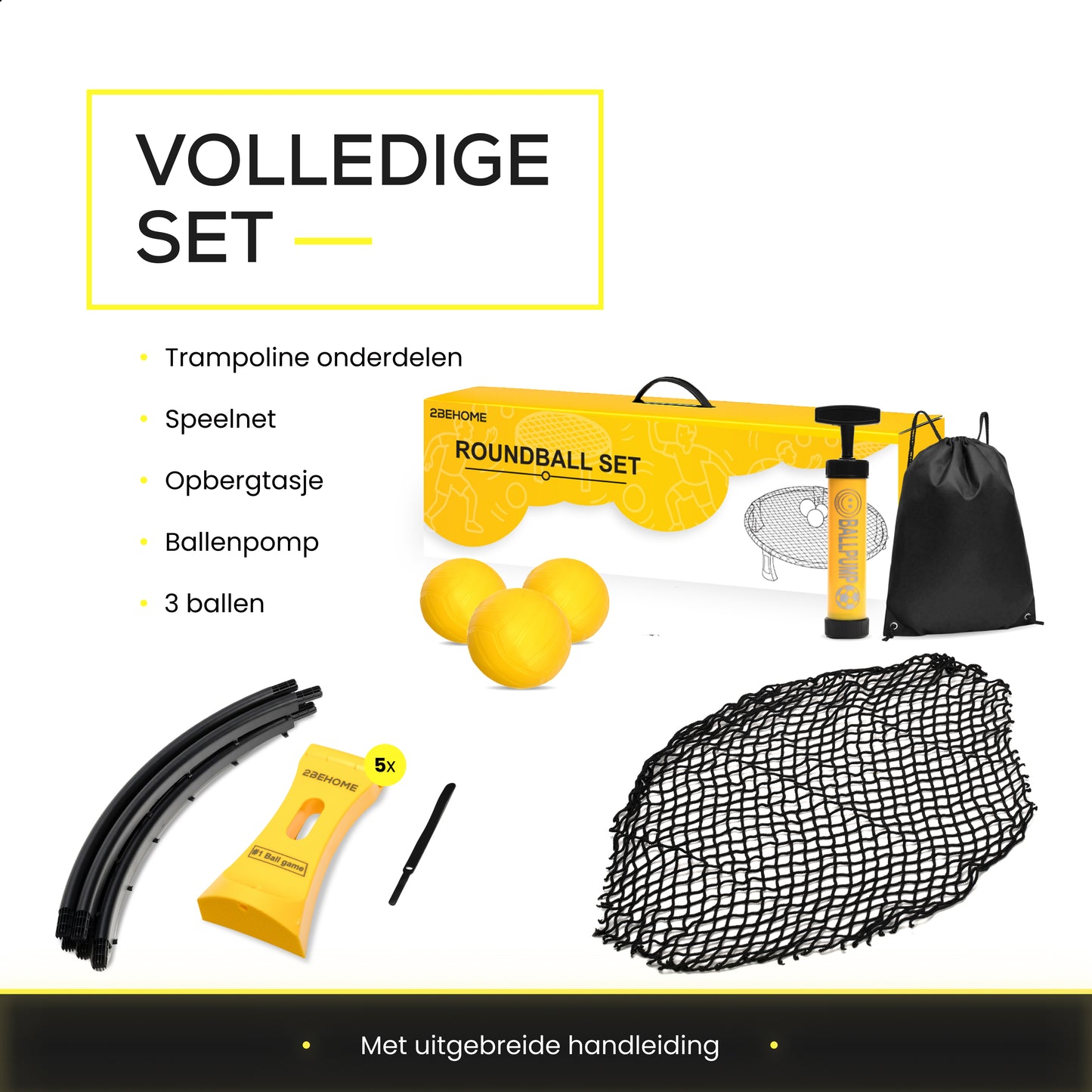 2BEHOME Roundnet set - Ook voor Spikeball & Roundball - Geel