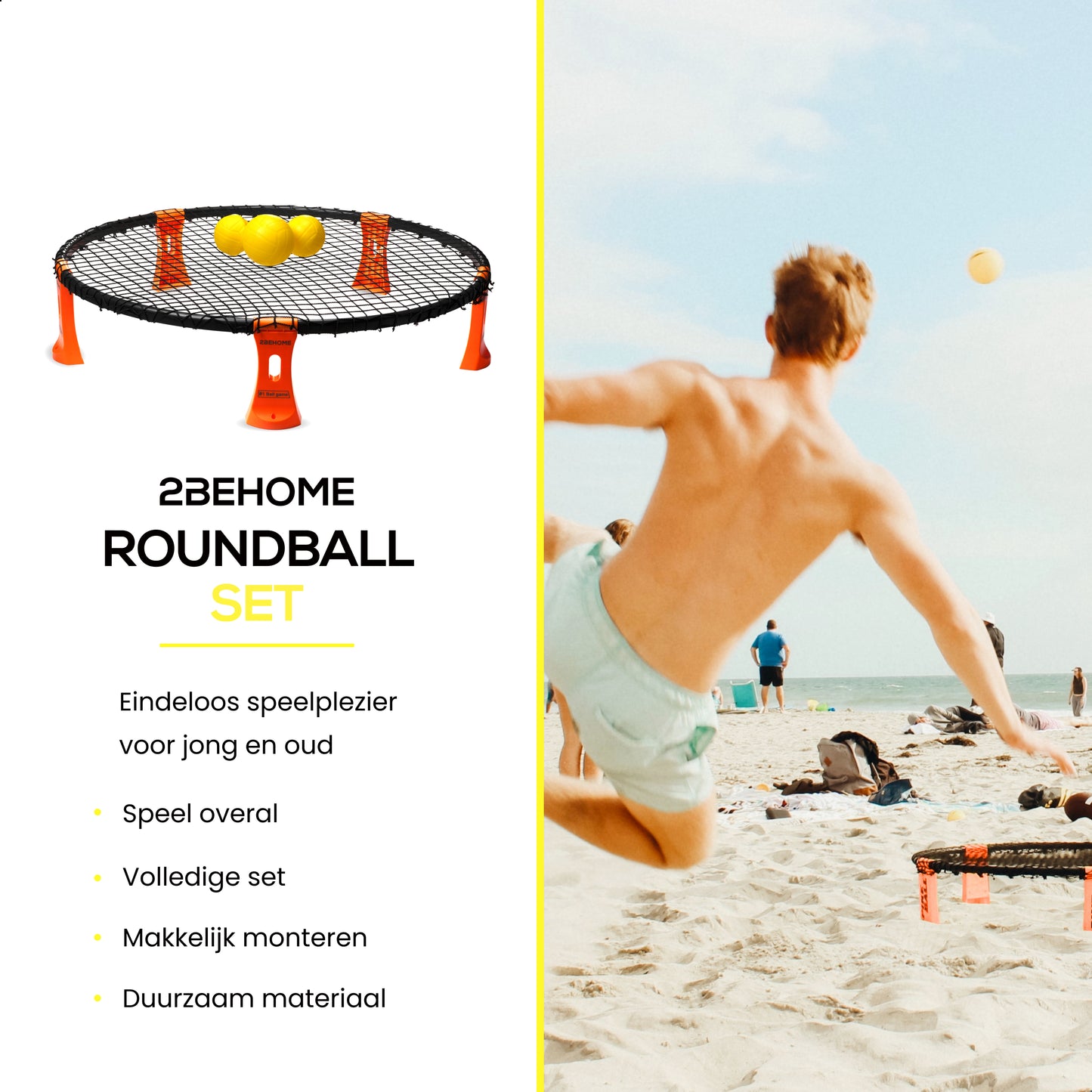 2BEHOME® Roundnet set - Ook voor Spikeball & Roundball - Oranje
