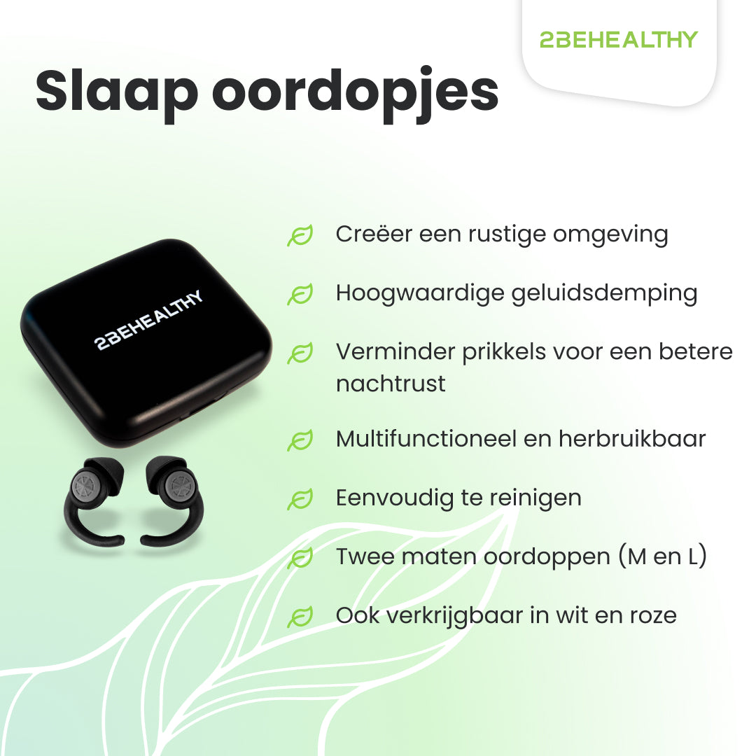 2BEHEALTHY Slaapoordoppen - 2 Paar (M&L) - Festival oordopjes - Zwart