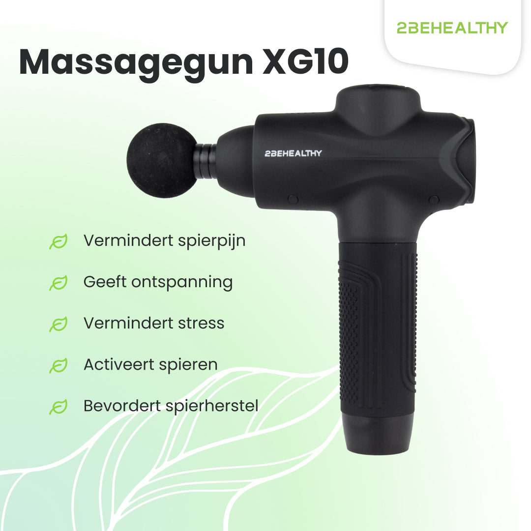 2BEHEALTHY Massage Gun Professioneel XG10 - Incl. 10 Opzetstukken - USB-C Oplaadbaar - Massage apparaat