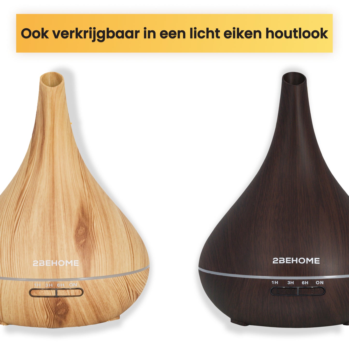 2BEHOME Aroma Diffuser 550ML met Afstandsbediening - Incl. 16 Etherische Oliën - Donkere Houtlook - 7 LED Kleuren - Aromadiffuser Luchtbevochtiger - Geurverspreider