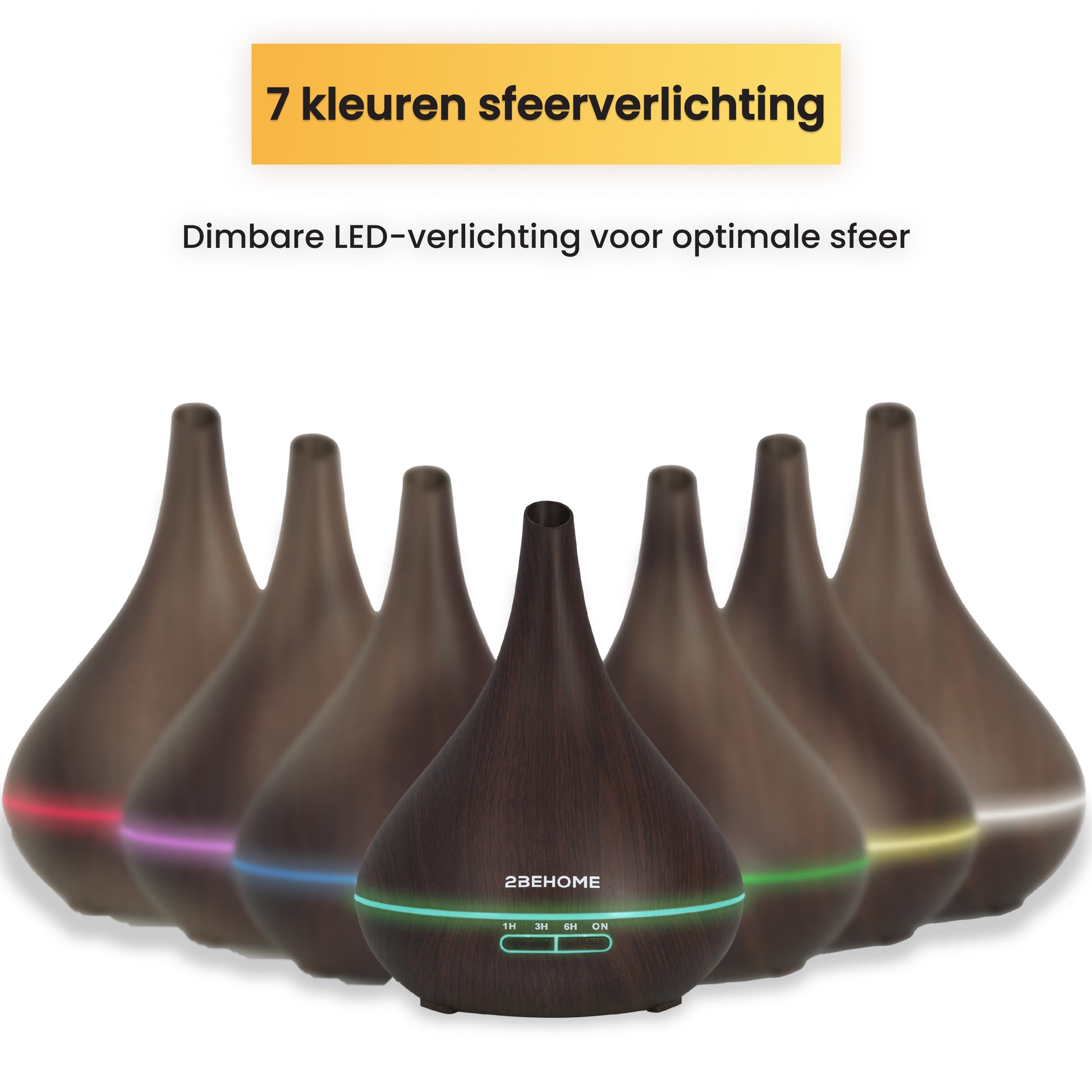 Aroma diffuser en luchtbevochtiger met zeven kleuren LED-sfeerlicht