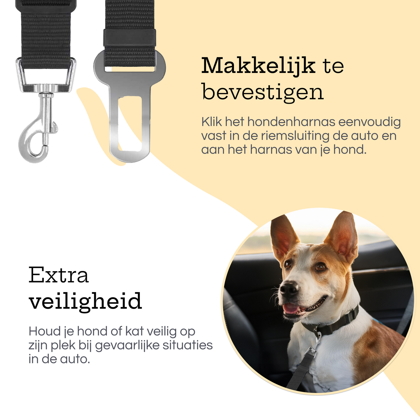 All 4 Pets Supply® Hondengordel voor Auto - 2 stuks - Honden riem Auto - Zwart