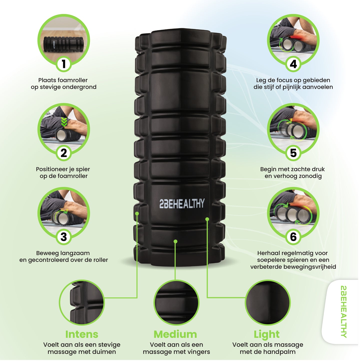 2BEHEALTHY® Yoga Mat extra dik & Foam Roller Combinatie set
