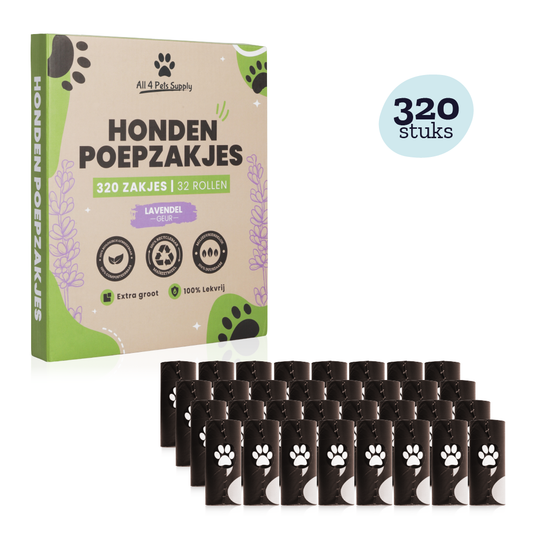 All 4 Pets Supply® Hondenpoepzakjes Afbreekbaar - 320 stuks met Lavendel geur - Poepzakjes hond & 100% Biologisch Afbreekbaar - Bruin