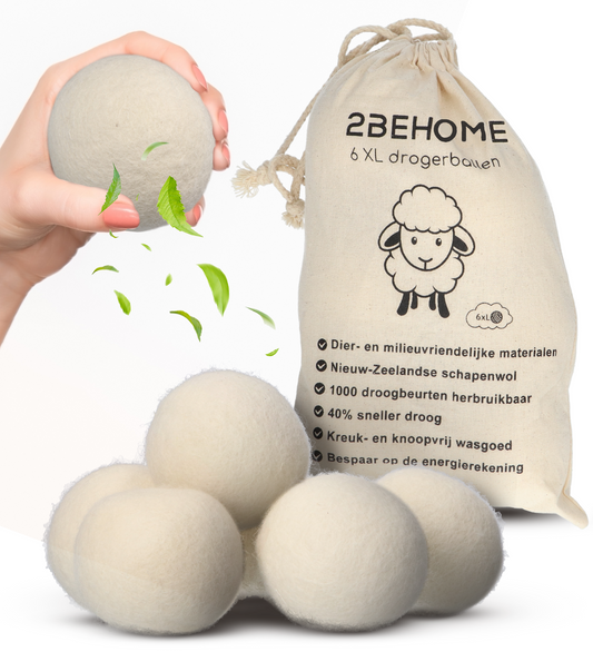 2BEHOME® 6XL Drogerballen Voor Wasdrogers - Wasdrogerballen - Wit