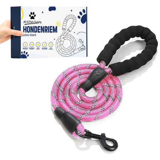 All 4 Pets Supply Reflecterende Hondenriem - 3 meter - Roze - Hondenleiband / Hondenlijn