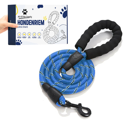 All 4 Pets Supply Reflecterende Hondenriem - 3 meter - Blauw - Hondenleiband / Hondenlijn