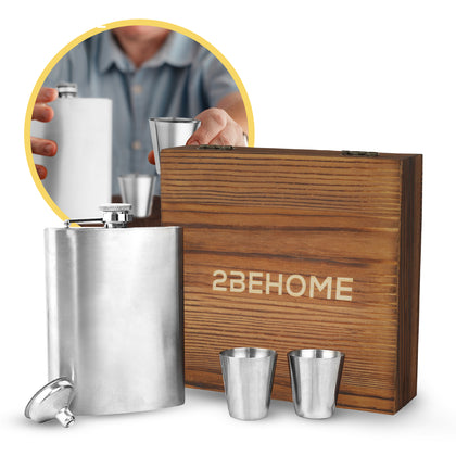 Heupfles met luxe opbergdoos Zilver