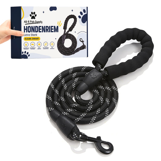 All 4 Pets Supply® Reflecterende Hondenriem - 1,5 meter - Zwart
