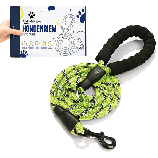 All 4 Pets Supply Reflecterende Hondenriem - 3 meter - Geel - Hondenleiband / Hondenlijn