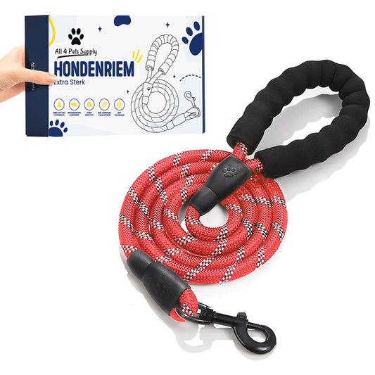 All 4 Pets Supply Reflecterende Hondenriem - 3 meter - Rood - Hondenleiband / Hondenlijn