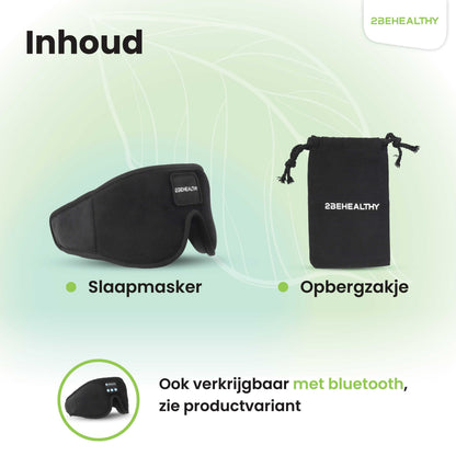 2BEHEALTHY® 3D Slaapmasker vrouwen & mannen - Inc. luxe Opbergzakje - 100% Verduisterend - Oogmasker