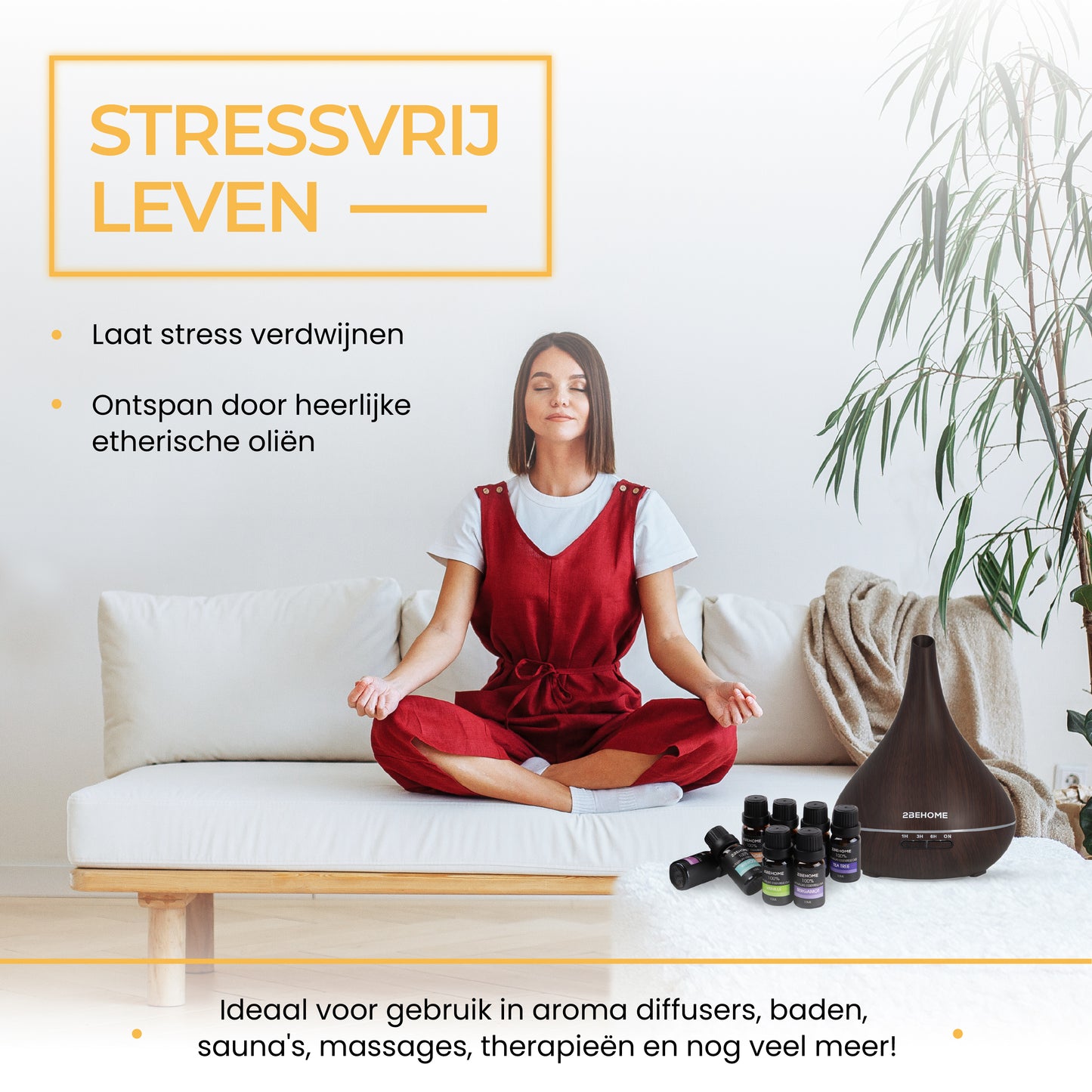2BEHOME® Aroma Diffuser 550ML met Afstandsbediening - Incl. 16 Etherische Oliën - Donkere Houtlook - 7 LED Kleuren - Aromadiffuser Luchtbevochtiger - Geurverspreider