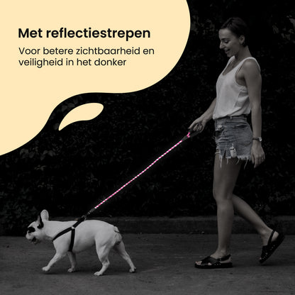 All 4 Pets Supply Reflecterende Hondenriem - 3 meter - Roze - Hondenleiband / Hondenlijn