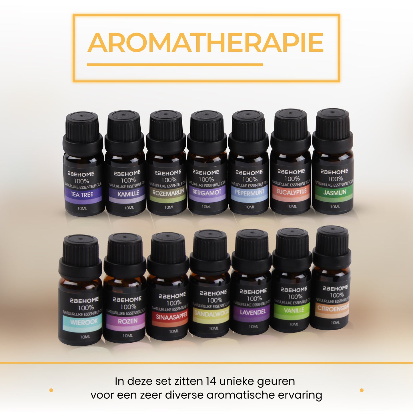 2BEHOME® Etherische Olie Set - Cadeauset van 14 Geuren - Essentiële olie diffuser - Essentiële oliën