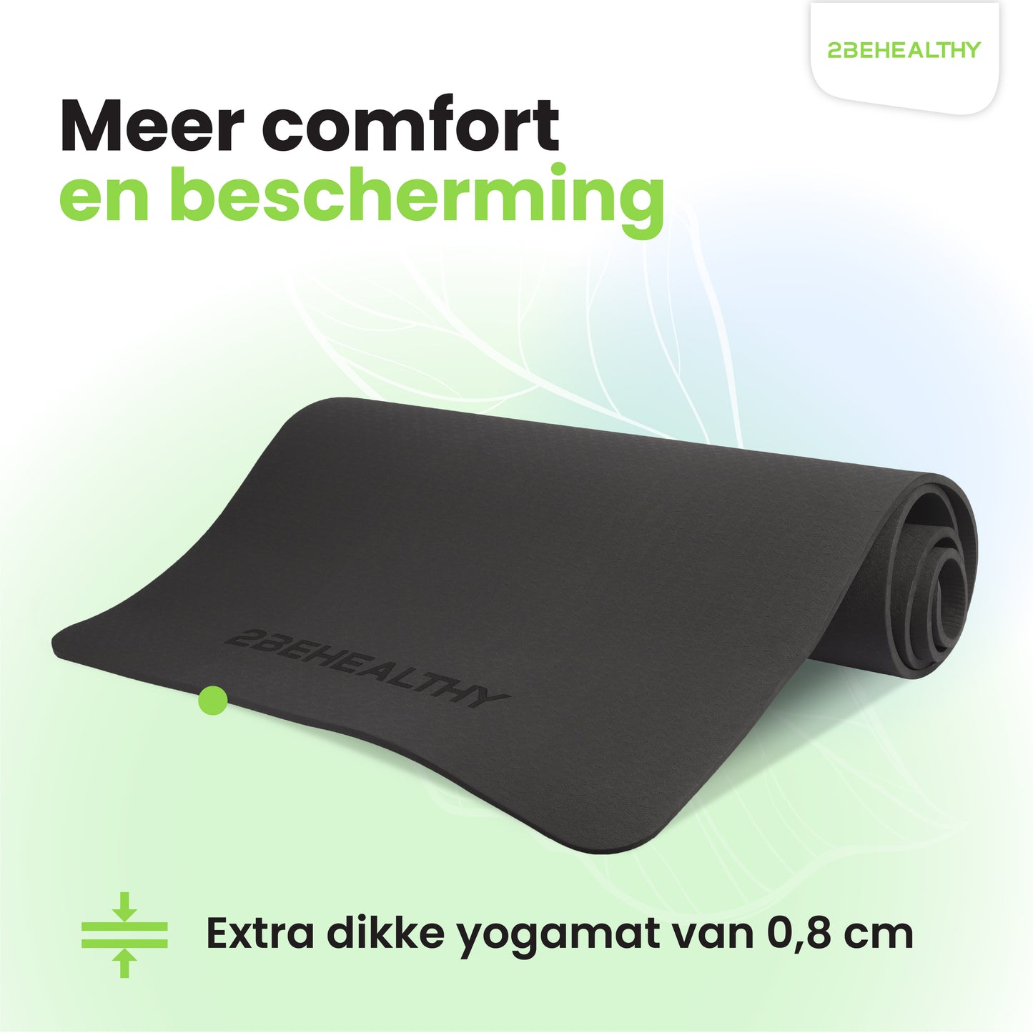 2BEHEALTHY® Yoga Mat Extra dik - 0,8 cm - Antislip - Sportmat