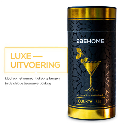 2BEHOME® Cocktail Set 12-Delig - Incl. Cocktail Shaker Set (750ml) & Cocktail boek met recepten