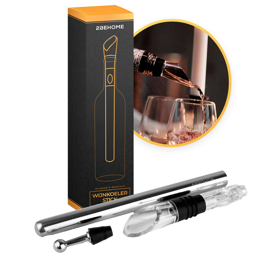 2BEHOME® Luxe Wijnkoeler stick - Inclusief Schenktuit & Wijnstopper - Wijnkoeler staaf
