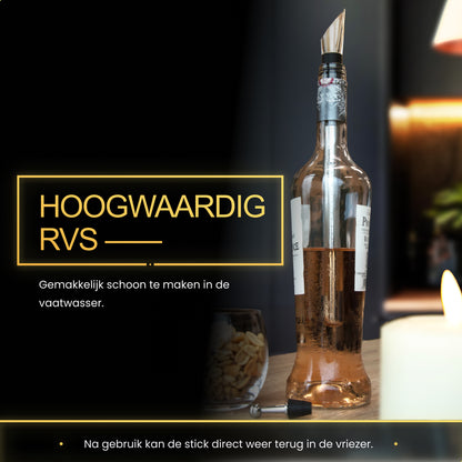 2BEHOME® Luxe Wijnkoeler stick - Inclusief Schenktuit & Wijnstopper - Wijnkoeler staaf