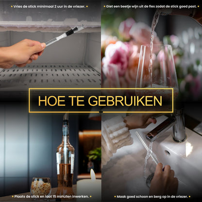 2BEHOME® Luxe Wijnkoeler stick - Inclusief Schenktuit & Wijnstopper - Wijnkoeler staaf