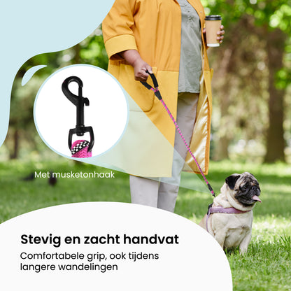 All 4 Pets Supply Reflecterende Hondenriem - 3 meter - Roze - Hondenleiband / Hondenlijn