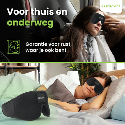 2BEHEALTHY® 3D Slaapmasker vrouwen & mannen - Inc. luxe Opbergzakje - 100% Verduisterend - Oogmasker
