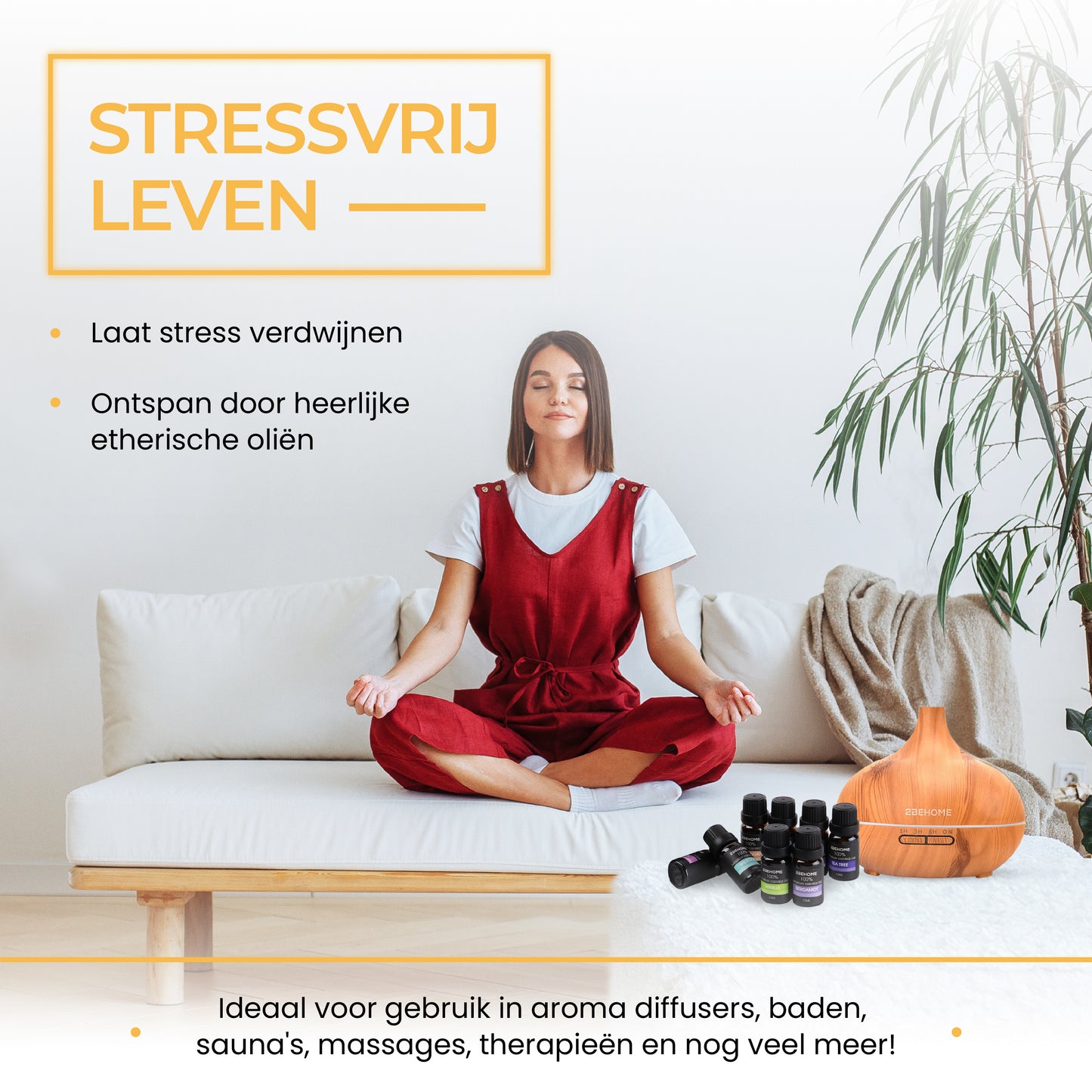 2BEHOME® Aroma Diffuser 550ML met Afstandsbediening - Incl. 16 Etherische Oliën Cadeauset - Lichte houtlook