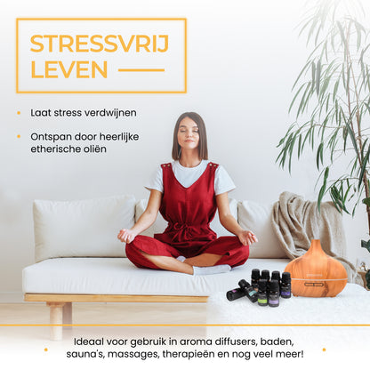 2BEHOME® Aroma Diffuser 550ML met Afstandsbediening - Incl. 16 Etherische Oliën Cadeauset - Lichte houtlook